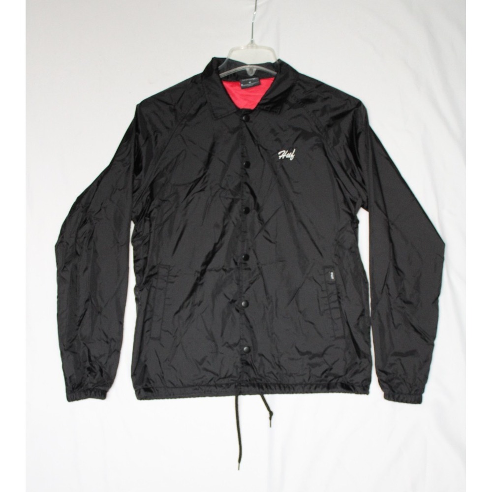 HUF Mens Betty Boop Martini Black Coaches Collared Jacket Snap Up Nylon - Medium